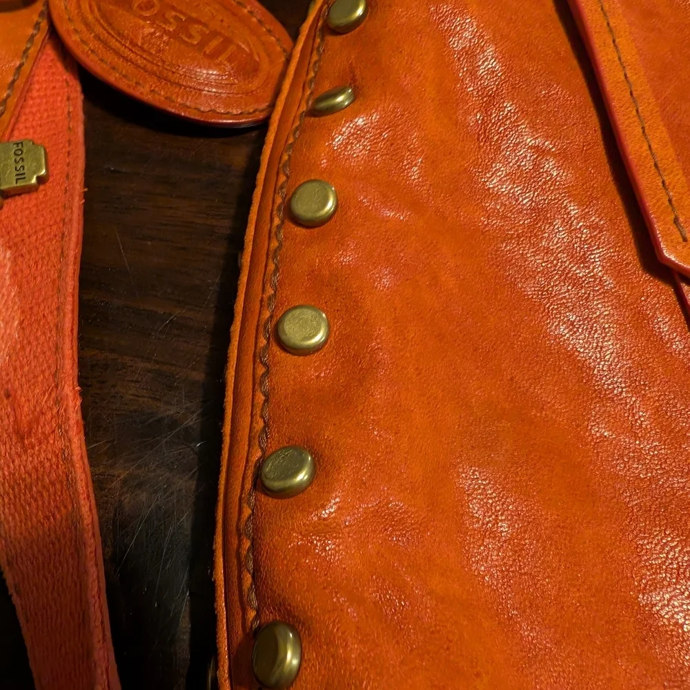Fossil Women's Orange Leather Crossbody Bag